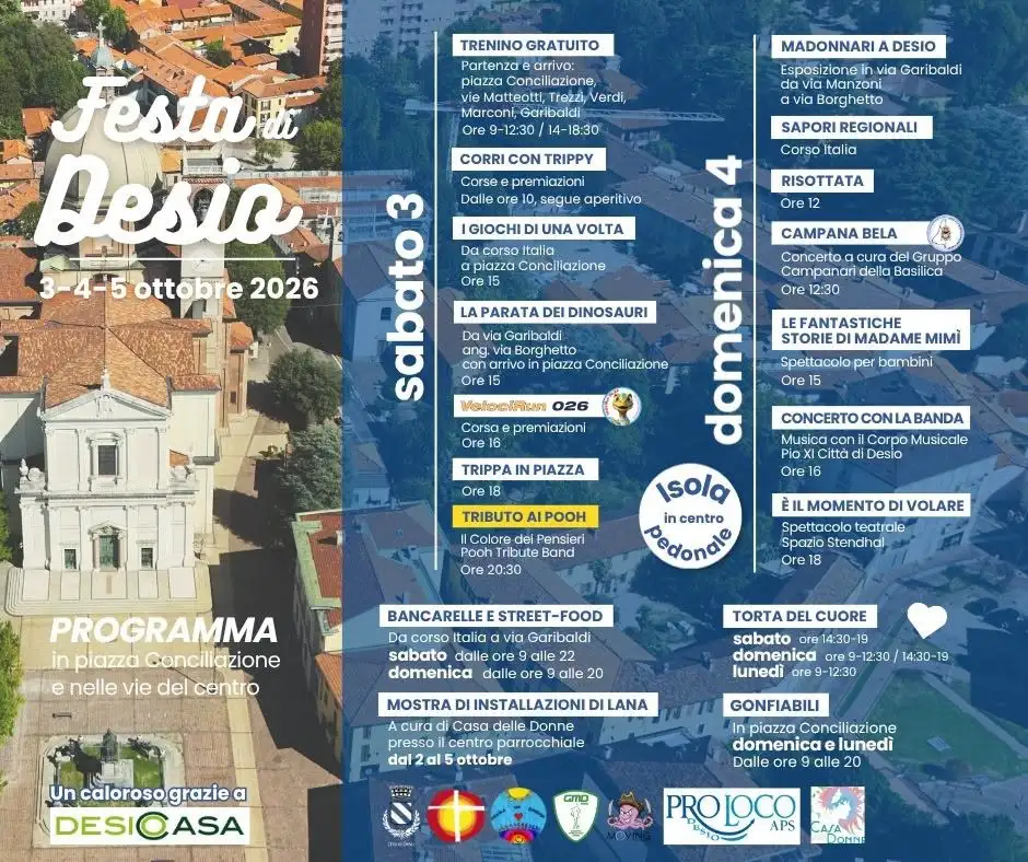 Al momento stai visualizzando Desio in festa per tre giorni: dinosauri, street food, trippa, risottata e tributo ai Pooh