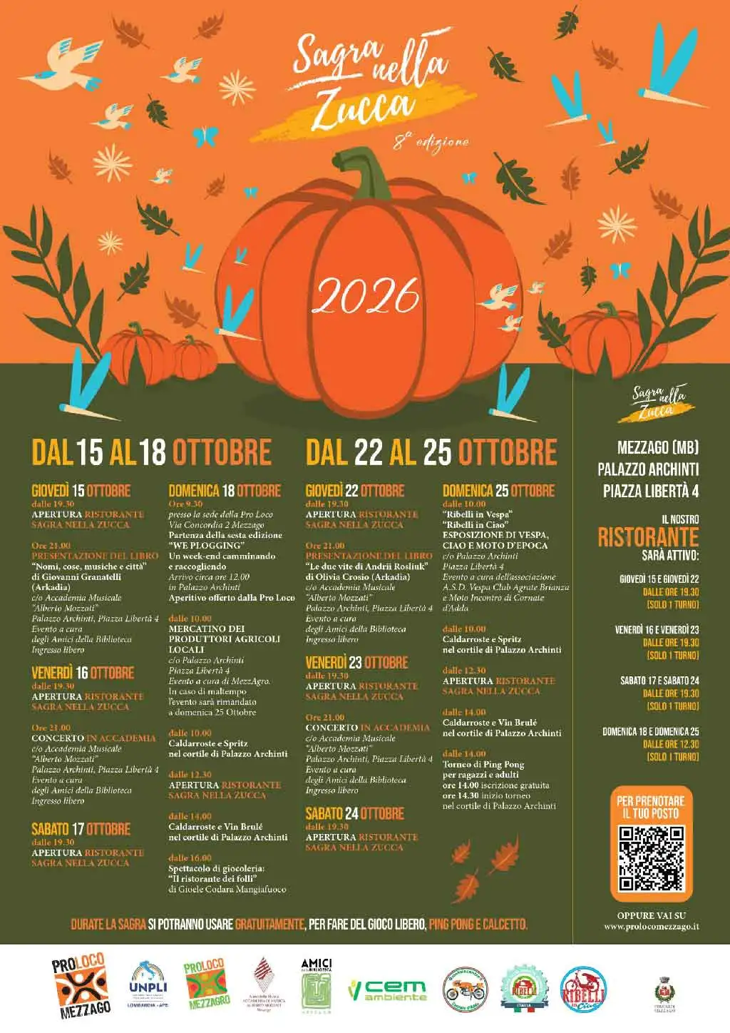 Al momento stai visualizzando Sagra della Zucca 2026 a Mezzago: due weekend tra sapori, mercatini, musica e spettacoli